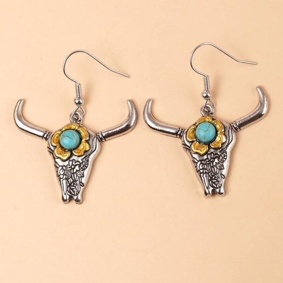 Turquoise Decor Drop Earrings - Picture 2 of 2